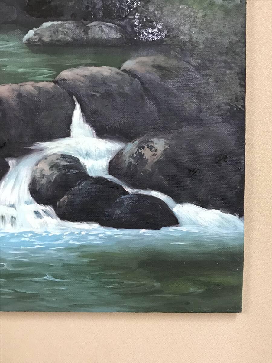 油彩画　緑陰清流　(平田武夫)　F6 油彩画 緑陰清流 (平田武夫) F6